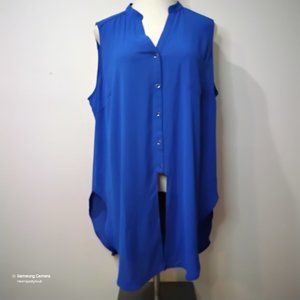 Meliasssa Paige Woman Sleeveless Button-up Y-Neck Hi-Low Slit-Side Tunic NWT 3X